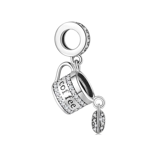 ZUOHUI Charm-Anhänger aus S925 Sterlingsilber „Creative Coffee Series“ – kompatibel mit Pandora-, Biagi-, Troll- und Chamilia-Armbändern – DIY-Schmuckgeschenk for Schlüsselanhänger, Halsketten, Armbän von ZUOHUI