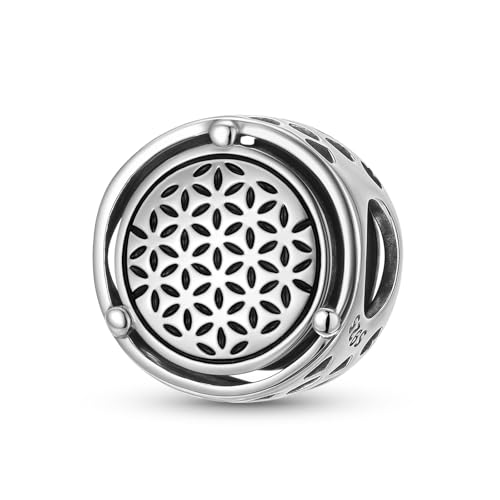 ZUOHUI Charm-Perle „Blume des Lebens“ aus S925er Sterlingsilber – 11,4 mm, DIY-Schmuckherstellung, kompatibel mit Pandora-Armbändern, Geschenke for Frauen (Mutter, Schwester, Tochter) von ZUOHUI