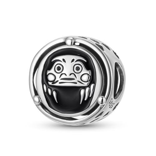 ZUOHUI Charm-Perle „Japanische Daruma-Puppe“ aus 925er Sterlingsilber – 11,4 mm, DIY-Schmuckanhänger for Armbänder, Halsketten und Schlüsselanhänger, Geschenk for Frauen, Mütter, Schwestern (Geburtsta von ZUOHUI
