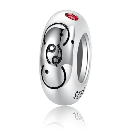 ZUOHUI Charm-Perlen for Damen aus platiniertem S925-Sterlingsilber mit 12 Sternzeichen-Abstandshaltern, kompatibel mit Armbändern und Halsketten von Pandora, Biagi, Troll und Chamilia(Cancer) von ZUOHUI