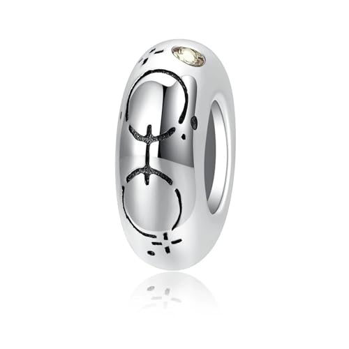 ZUOHUI Charm-Perlen for Damen aus platiniertem S925-Sterlingsilber mit 12 Sternzeichen-Abstandshaltern, kompatibel mit Armbändern und Halsketten von Pandora, Biagi, Troll und Chamilia(Pisces) von ZUOHUI