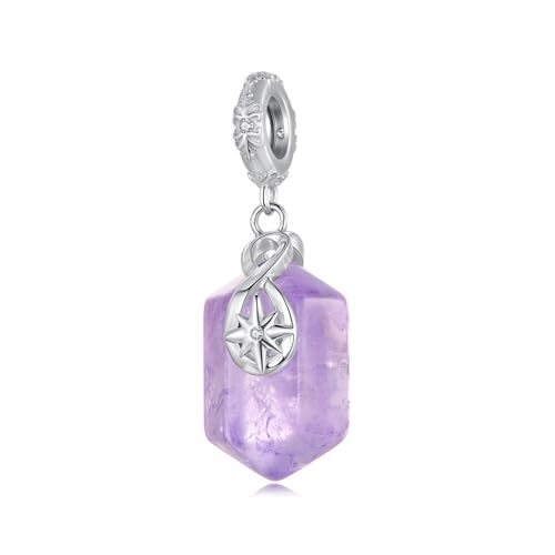 ZUOHUI Charm-Set aus S925 Sterlingsilber – Anhänger aus Amazonit- und Amethystkristallen mit Lebensbaum-Design for selbstgemachten Schmuck(Amethyst Pendant) von ZUOHUI