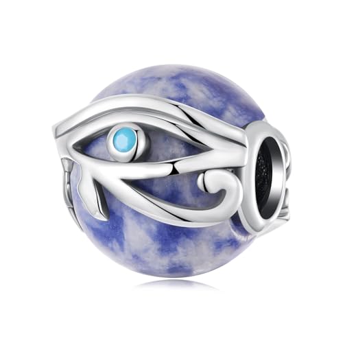ZUOHUI Charm-Set aus S925 Sterlingsilber – Anhänger aus Amazonit- und Amethystkristallen mit Lebensbaum-Design for selbstgemachten Schmuck(Eye of Horus) von ZUOHUI