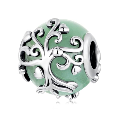 ZUOHUI Charm-Set aus S925 Sterlingsilber – Anhänger aus Amazonit- und Amethystkristallen mit Lebensbaum-Design for selbstgemachten Schmuck(Tree of Life Dongling Stone) von ZUOHUI