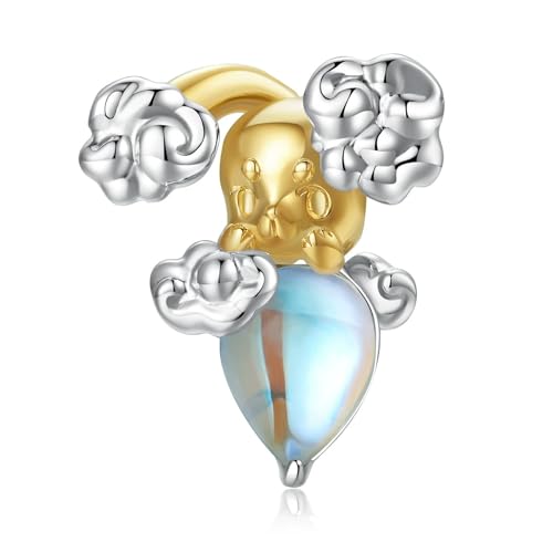 ZUOHUI DIY-Anhänger Hirsch aus 925er Sterlingsilber mit Mondstein for Damen – Elegantes Accessoire zur Schmuckherstellung mit Tiermotiv for Armbänder und Halsketten | Einzigartiges Geschenk for Geburt von ZUOHUI