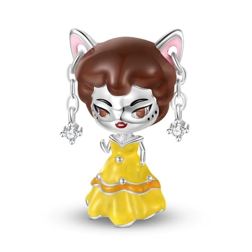 ZUOHUI DIY-Charm-Perle „Prinzessin“ aus 925er Sterlingsilber for Damen mit bunter Emaille-Beschichtung – Accessoire zur Schmuckherstellung mit großem Loch | Süßes und skurriles Geschenk for Geburtstag von ZUOHUI