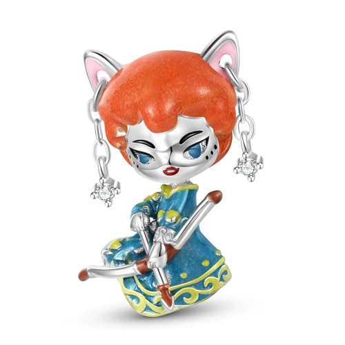 ZUOHUI DIY-Charm-Perle „Prinzessin“ aus 925er Sterlingsilber for Damen mit bunter Emaille-Beschichtung – Accessoire zur Schmuckherstellung mit großem Loch | Süßes und skurriles Geschenk for Geburtstag von ZUOHUI