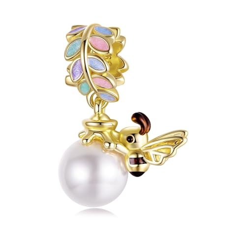 ZUOHUI Damen-Anhänger aus 925er Sterlingsilber mit vergoldeter Perle und Bienenmotiv for Pandora-Armbänder und Halsketten, 4,5 mm, Zubehör zur Schmuckherstellung for Selbermachen ZUOHUI Damen-Anhänger aus 925er Sterlingsilber mit vergoldeter Perle und Bienenmotiv for Pandora-Armbänder und Halsketten, 4,5 mm, Zubehör zur Schmuckherstellung for Selbermachen von ZUOHUI