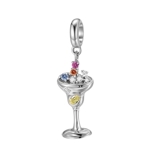 ZUOHUI Damen-Charm-Perlen aus S925 Sterlingsilber „Midnight Champagne Cocktail“, kompatibel mit Armbändern und Halsketten von Pandora, Biagi, Troll und Chamilia, Anhänger, DIY-Schmuckherstellung von ZUOHUI