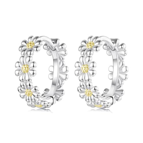 ZUOHUI Damen-Creolen „Fresh Little Daisy“ aus 925er Sterlingsilber for empfindliche Haut mit Box von ZUOHUI