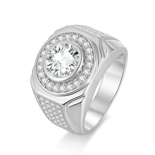 ZUOHUI Doppelt gestapelter Moissanit-Ring aus 925er Sterlingsilber – rhodinierte und 18 Karat vergoldete, überlappende Bänder | Geometrischer Ehering und stapelbarer Ring for Damen (Jahrestag, Verlobu von ZUOHUI