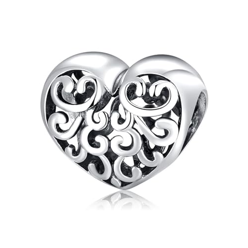 ZUOHUI Durchbrochener Herz-Charm aus S925 Sterlingsilber | Kompatibel mit Pandora-Armbändern | DIY-Schmuckherstellung & romantisches Geschenk for Frauen, Schwester(PC0151) von ZUOHUI
