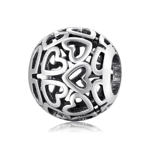 ZUOHUI Durchbrochener Herz-Charm aus S925 Sterlingsilber | Kompatibel mit Pandora-Armbändern | DIY-Schmuckherstellung & romantisches Geschenk for Frauen, Schwester(PC0208) von ZUOHUI