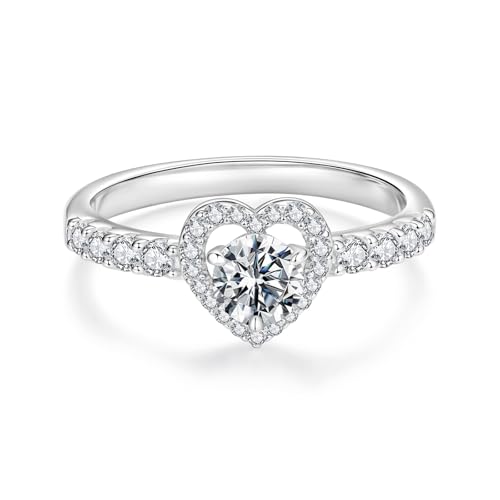 ZUOHUI Herz-Moissanit-Ring 0,5 Karat S925 Sterlingsilber | Ehering, stapelbarer Schmuck for Damen und Herren, Alltagskleidung(7) von ZUOHUI
