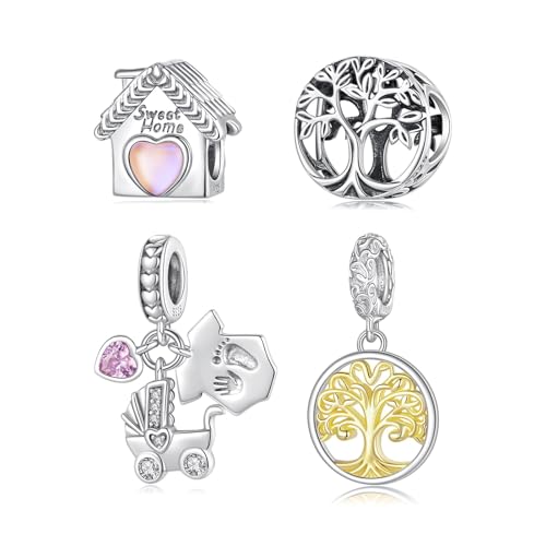 ZUOHUI Lebensbaum-Anhänger aus S925 Sterlingsilber – for selbstgemachten Schmuck, Geschenk for Frauen, Mutter, Schwester – verstellbarer Armband- und Halskettenanhänger(Set) von ZUOHUI