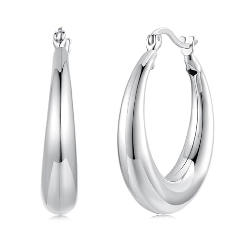 ZUOHUI Minimalistische Creolen aus hochglanzpoliertem 925er Sterlingsilber mit Klappverschluss – Geometrische Creolen for Damen | Büro & Alltag(3 pairs) von ZUOHUI