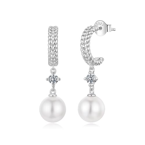 ZUOHUI Moissanit-Ohrringe mit Perlen aus S925er Sterlingsilber for Damen, modische Ohrstecker for Pendler und Freizeit, hypoallergene Huggie-Ohrringe von ZUOHUI