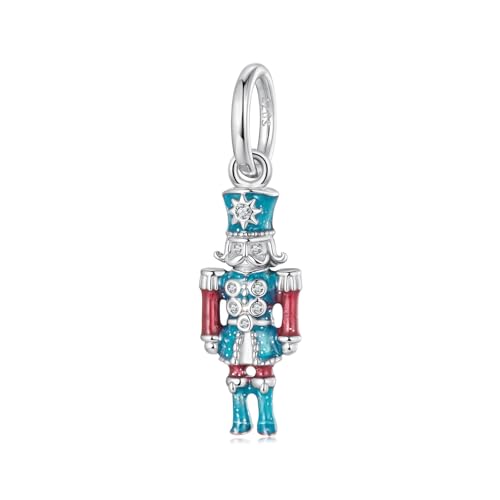 ZUOHUI Nussknacker-Perlenanhänger aus S925-Sterlingsilber – Schutzengel-Anhänger mit Zirkonia for selbstgemachten Schmuck (2,7 x 0,8 cm) von ZUOHUI