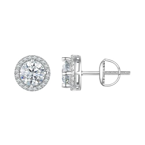 ZUOHUI Ohrstecker aus S925 Sterlingsilber mit 1 Karat und 0,5 Karat Moissanit for Damen, vierzackige runde Zirkonia-Ohrringe, klassisches geometrisches Design for den Alltag, die Arbeit und Partys(0.5 ZUOHUI Ohrstecker aus S925 Sterlingsilber mit 1 Karat und 0,5 Karat Moissanit for Damen, vierzackige runde Zirkonia-Ohrringe, klassisches geometrisches Design for den Alltag, die Arbeit und Partys(0.5 von ZUOHUI