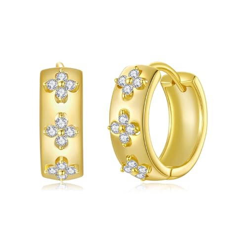 ZUOHUI Ohrstecker aus S925 Sterlingsilber mit vierblättrigem Kleeblatt und Moissanit for Damen und Herren – hypoallergenes Glücksdesign for den täglichen Weg zur Arbeit und als Geschenk von ZUOHUI