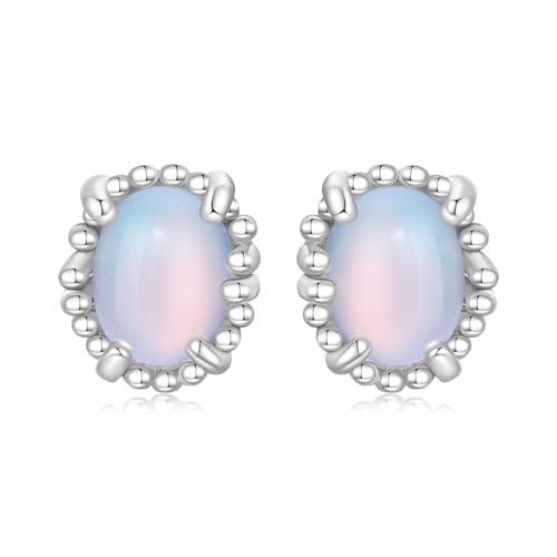 ZUOHUI Ohrstecker aus prismatischem Stein aus S925er Sterlingsilber – französisches Vintage-Design, hypoallergene 4-Krappen-Fassung, geschenkfertig for den Alltag und besondere Anlässe (Damen) von ZUOHUI