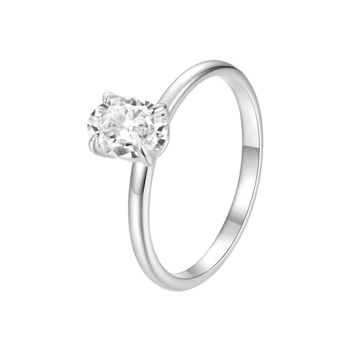 ZUOHUI Ovaler 1 Karat Moissanit-Solitärring aus 925er Sterlingsilber – stapelbarer Ehering for Frauen | Klassisches minimalistisches Verlobungs- oder Jubiläumsgeschenk (Größe 6/7/8 US)(7) von ZUOHUI
