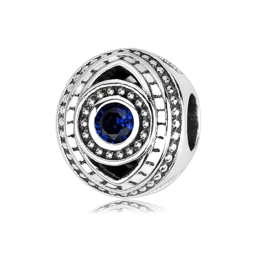 ZUOHUI S925-Anhänger mit bösem Blick aus Sterlingsilber mit blauem Zirkonia | Kompatibel mit Pandora-Armbändern | DIY-Schmuck und Schutzgeschenk for Frauen, Schwester (1,0 cm)(PC0029) von ZUOHUI