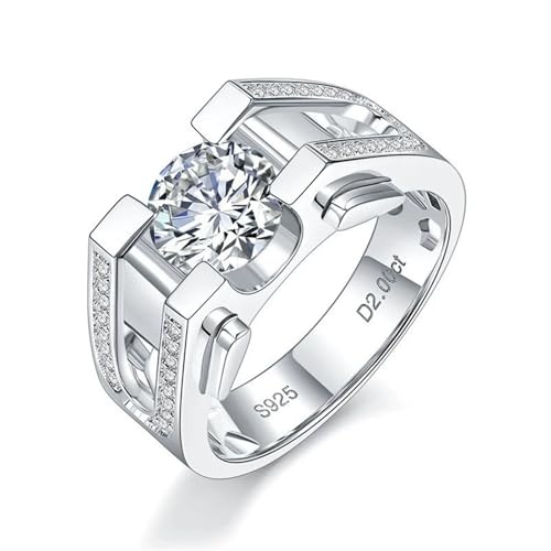 ZUOHUI S925 Sterling Silber 2CT Herzen & Pfeile Moissanit Unisex Ring - Eleganter Ehering, Stapelbarer Statement-Ring for Männer und Frauen, Jubiläums- & Verlobungsgeschenk(9) von ZUOHUI