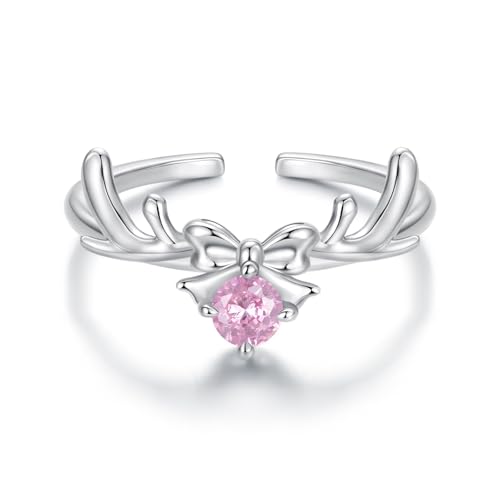 ZUOHUI S925 Sterling Silber Bogen Hirsch Verstellbarer offener Ring – Geschenk, Paarringe mit Zirkon for Damen & Herren ZUOHUI S925 Sterling Silber Bogen Hirsch Verstellbarer offener Ring – Geschenk, Paarringe mit Zirkon for Damen & Herren von ZUOHUI