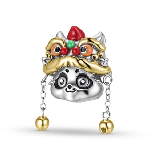 ZUOHUI S925 Sterling Silber Chinesischer Löwentanz-Panda-Charm – 14 Karat vergoldet, 4,5 mm Loch for selbstgemachte Armbänder, Halsketten und Schlüsselanhänger, Geschenk for Frauen (Mütter, Schwestern ZUOHUI S925 Sterling Silber Chinesischer Löwentanz-Panda-Charm – 14 Karat vergoldet, 4,5 mm Loch for selbstgemachte Armbänder, Halsketten und Schlüsselanhänger, Geschenk for Frauen (Mütter, Schwestern von ZUOHUI