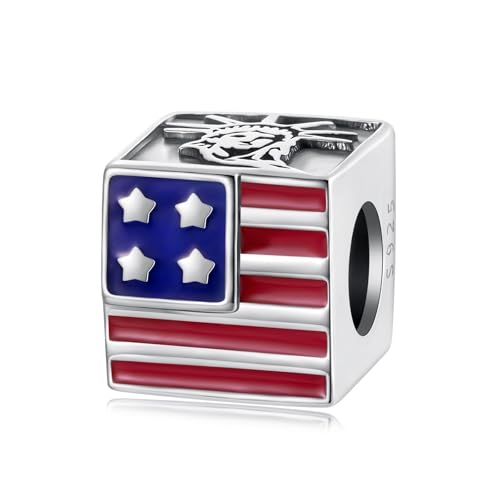 ZUOHUI S925 Sterling Silber Damen Perlen Charms - USA Polen Italien Frankreich Souvenir Würfel Perlen for DIY Schmuckherstellung & Pandora Armbänder, Geschenk for Sie(SCC3165) von ZUOHUI