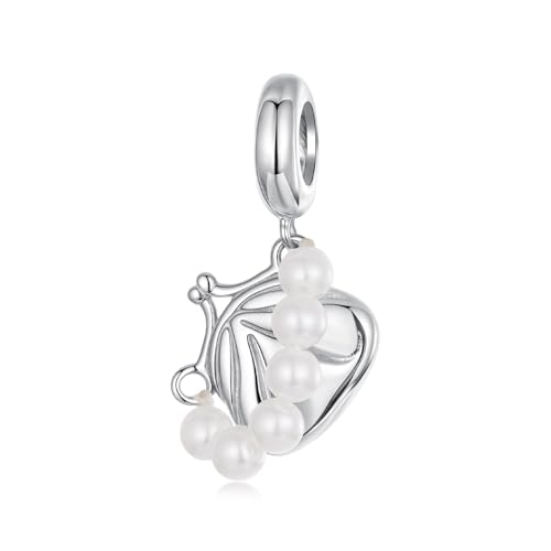 ZUOHUI S925 Sterling Silber Handtaschen-Perlenanhänger – Eleganter Muschelperlen-Anhänger for Pandora-, Biagi-, Troll- und Chamilia-Armbänder (2,2 x 1,7 cm) von ZUOHUI