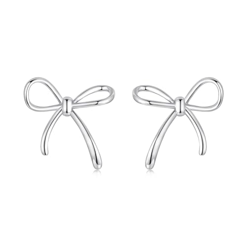 ZUOHUI S925 Sterling Silber Schleifenohrringe mit Kristallakzenten - Hypoallergen, romantisches Design for den Alltag, Geschenke und Frauen(SCE1924) von ZUOHUI