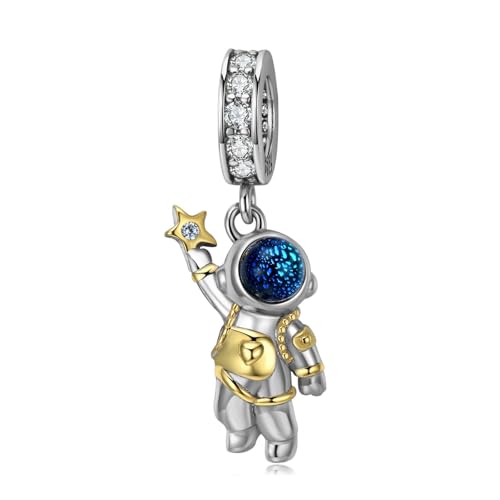 ZUOHUI S925 Sternen-Astronauten-Charm aus Sterlingsilber | Kompatibel mit Pandora-Armbändern | Schmuckherstellung for Selbermachen und inspirierendes Geschenk for Frauen und Schwestern (25,1 mm) von ZUOHUI