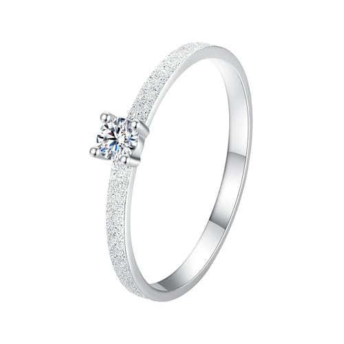 ZUOHUI Shimmering Star Moissanite Stacking Ring for Women - 925 Sterling Silver Geometric Band | Suitable for Wedding, Anniversary & Daily Wear (Sizes 6-8)(8) von ZUOHUI