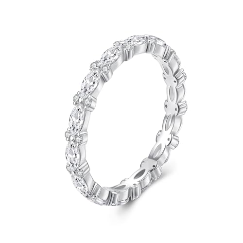 ZUOHUI Solitär-Zirkonring aus S925er Sterlingsilber for Damen, funkelnder Zirkonia-Ring mit elegantem Design, geeignet for den Alltag und besondere Anlässe(8) von ZUOHUI