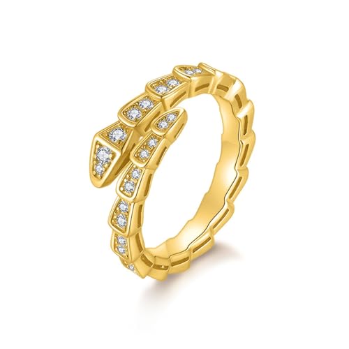 ZUOHUI Stapelbarer Schlangenknochenring aus 925er Sterlingsilber for Damen | Moissanit-Ewigkeitsring | Eleganter Stapelring for Hochzeit, Jahrestag und Mode | Sterlingsilberring for Damen und Paare(Go von ZUOHUI