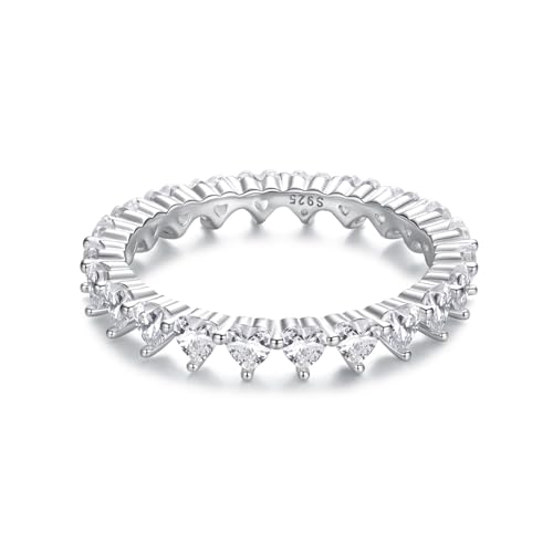 ZUOHUI Stapelring aus 925er Sterlingsilber mit herzförmigem Zirkonia for Damen, eleganter Ring im Love-Design for den Alltag und besondere Anlässe(7) von ZUOHUI