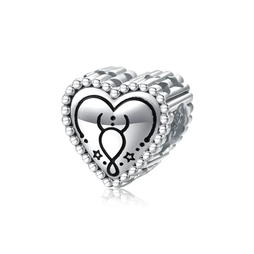 ZUOHUI Sternzeichen-Herzanhänger aus 925er Sterlingsilber for Selbermachen – 12 Sternbild-Perlen for Armbänder und Halsketten | Bedeutungsvolles Geschenk for Geburtstage, Muttertag und Jahrestage(PC17 von ZUOHUI