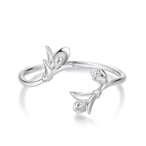 ZUOHUI Verstellbarer Lavendelring for Damen, S925 Sterling Silber galvanisiert, for Hochzeit, Jahrestag und den Alltag von ZUOHUI