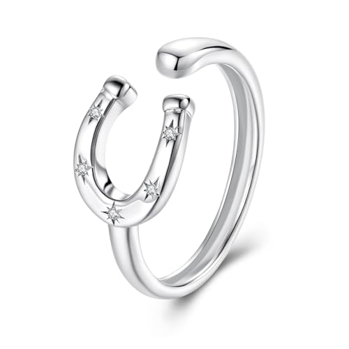 ZUOHUI Verstellbarer offener Hufeisenring aus Sterlingsilber 925 – stapelbarer Statement-Ring for Damen for den Alltag, als Geschenk for Jahrestag oder zur Hochzeit ZUOHUI Verstellbarer offener Hufeisenring aus Sterlingsilber 925 – stapelbarer Statement-Ring for Damen for den Alltag, als Geschenk for Jahrestag oder zur Hochzeit von ZUOHUI