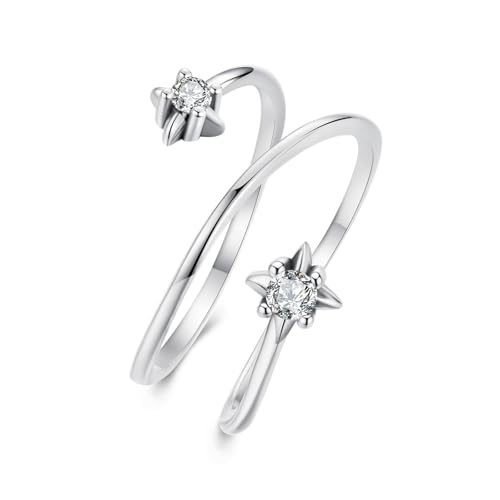 ZUOHUI Verstellbarer offener Starburst-Ring for Damen, stapelbarer Ring aus 925er Sterlingsilber mit Zirkonia, einzigartiges Sternendesign for den Alltag und besondere Anlässe ZUOHUI Verstellbarer offener Starburst-Ring for Damen, stapelbarer Ring aus 925er Sterlingsilber mit Zirkonia, einzigartiges Sternendesign for den Alltag und besondere Anlässe von ZUOHUI
