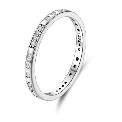 ZUOHUI Vintage-Morsecode-Ring „Ich liebe dich“ for Paare, Sterlingsilber 925 mit Zirkoniasteinen, geometrischer stapelbarer Bandring for Hochzeit, Jahrestag und den Alltag, Unisex-Größen 6–8(8) von ZUOHUI