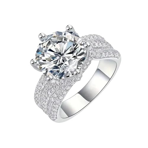 ZUOHUI Vow Star Shine Ring: 5 Karat Moissanit-Ewigkeitsring aus 925er Sterlingsilber, DE-Farbe, Herz- und Pfeilschliff, Unisex-Ehering und Verlobungsring for Männer und Frauen(Silver,5) von ZUOHUI