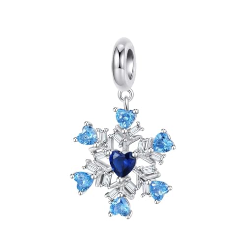 ZUOHUI Weihnachts-DIY-Schneeflocken-Herzanhänger aus 925er Sterlingsilber mit Zirkonia – Winterschmuck-Zubehör for Armbänder und Halsketten | Geschenk for Geburtstage, Feiertage und Muttertag(A) von ZUOHUI
