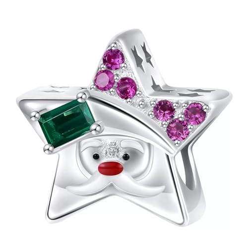 ZUOHUI Weihnachtsmann-Stern-Charm aus 925er Sterlingsilber for Damen – Weihnachtsschmuck-Accessoire for Armbänder und Halsketten | Festliches Geschenk for Geburtstage, Feiertage und Muttertag von ZUOHUI