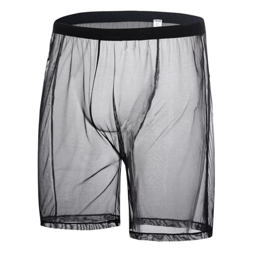 Herren Sexy Mesh See Through Trunks Stretch Atmungsaktive Unterwäsche Shorts Weiche Lose Boxershorts Briefs, 1 Pack-Schwarz (8501), XXXL von ZUOLAIYIN