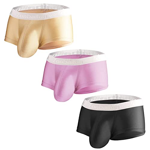 ZUOLAIYIN Herren Boxershorts Ausbuchtung Verbesserung Unterwäsche Groß Ausbuchtung Beutel Unterwäsche Männer Steigend Ausbuchtung Boxers Shorts Retroshorts Eisseide Nahtlos von ZUOLAIYIN