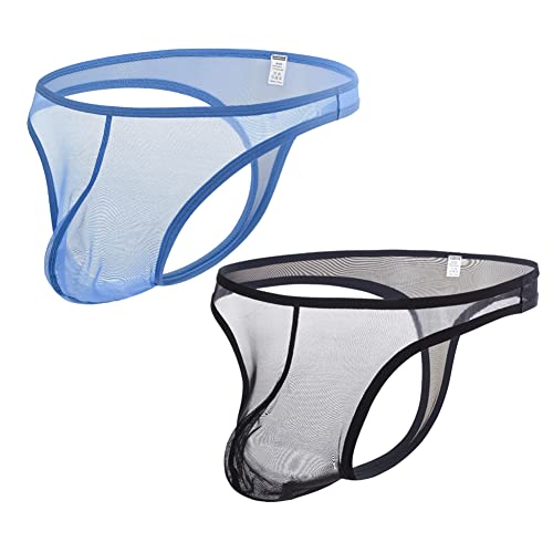 ZUOLAIYIN Herren Jockstrap Tangas Weiche Slips T-Rücken Stretch Athletic Unterwäsche Sexy G-String Low Rise Bulge Pouch, 2er-Pack (8178): Schwarz-Blau, XXL von ZUOLAIYIN
