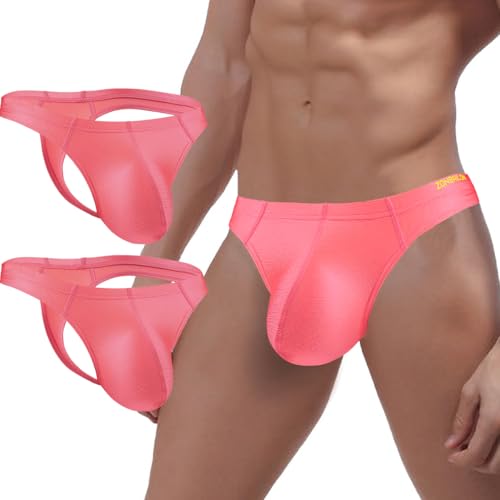 ZUOLAIYIN Herren Jockstrap Tangas Weiche Slips T-Rücken Stretch Athletic Unterwäsche Sexy G-String Low Rise Bulge Pouch, 2er-Pack (8187): Rot-Rot, XL von ZUOLAIYIN